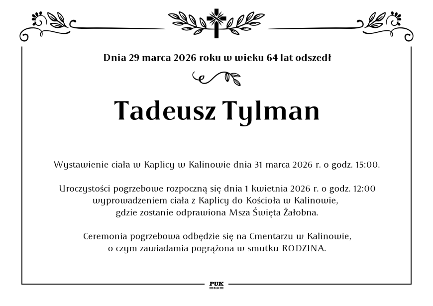 Tadeusz Tylman - nekrolog